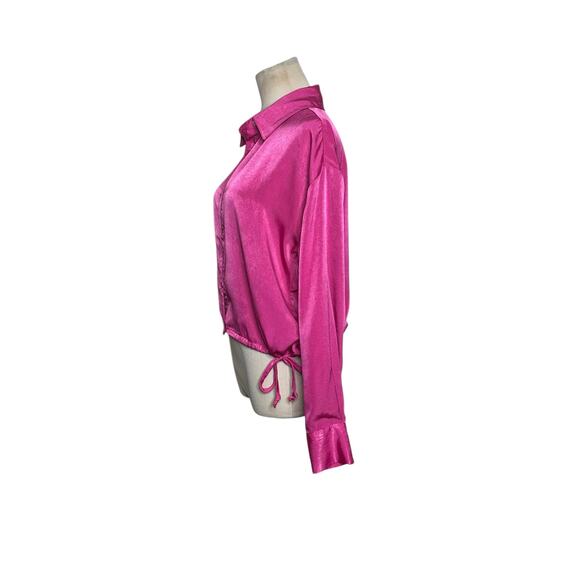 And Now This Fuchsia buttoned long sleeves blouse size Small - Picture 9 of 14